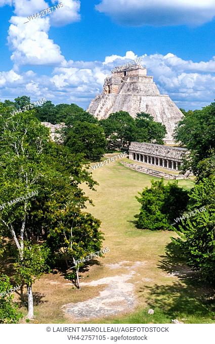 The Pyramid of the Magician, Uxmal Mayan Archaeological site, State of Yucatan, Mexico, North America