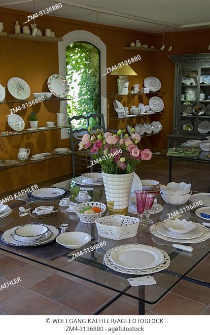 Handmade faience earthenware is being displayed at the Atelier Soleil, which is among the oldest and most authentic ceramic workshops in Provence