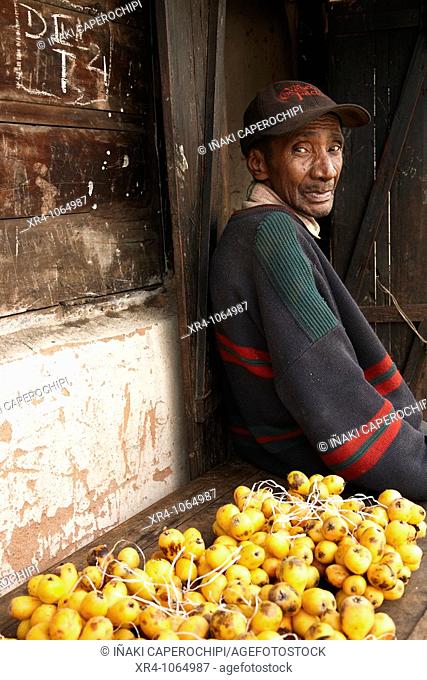 Portrait of elderly man looking at the camera, Manjakandriana, Antananarivo, Madagascar, Africa