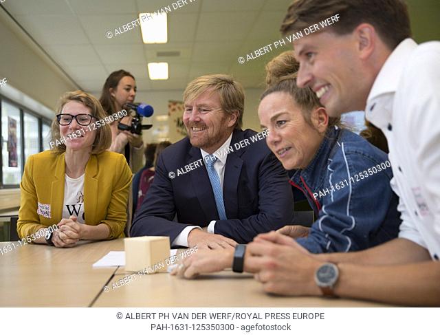 King Willem-Alexander of The Netherlands at the sporthal De Dreef in Utrecht, on October 08, 2019, to attend the celebration of the ten-year anniversary of the...