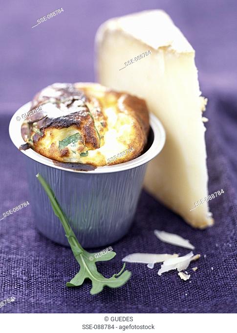 Sheep's cheese and rocket soufflé