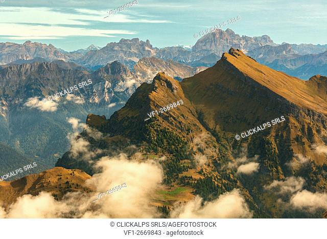 The volcanic ridge of Vanediei, Cima Pape, Agordino, Dolomites