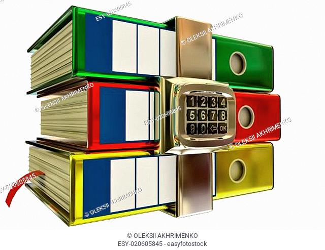 three colored folders with electronic lock