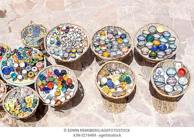 Patterned and Colorful Moroccan Pottery, Essaouira, Marrakesh-Safi, Morocco