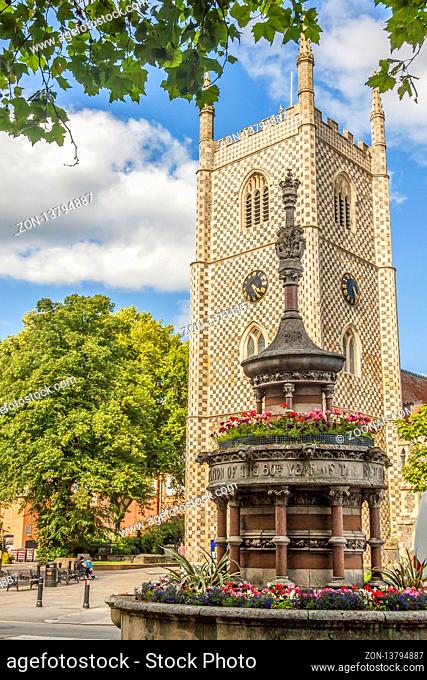 Victorian Fountain In Front of Church, Reading, Berkshire, UK