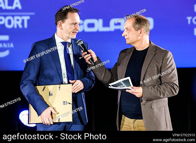 BOIC - COIB chairman Jean-Michel Saive and Sports journalist Karl Vannieuwkerke pictured during the 'Sportgala' award show