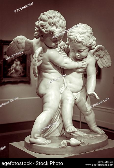Beautiful marble statue of two angels