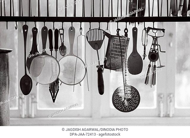 Kitchen utensils hanging