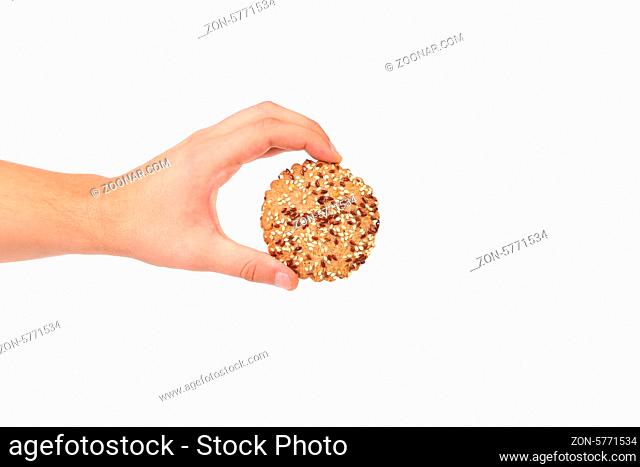 Cookies with sesame seeds isolated on the white background