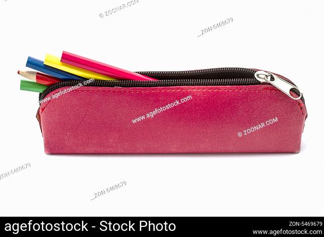 Beautiful pencil case isolated on white