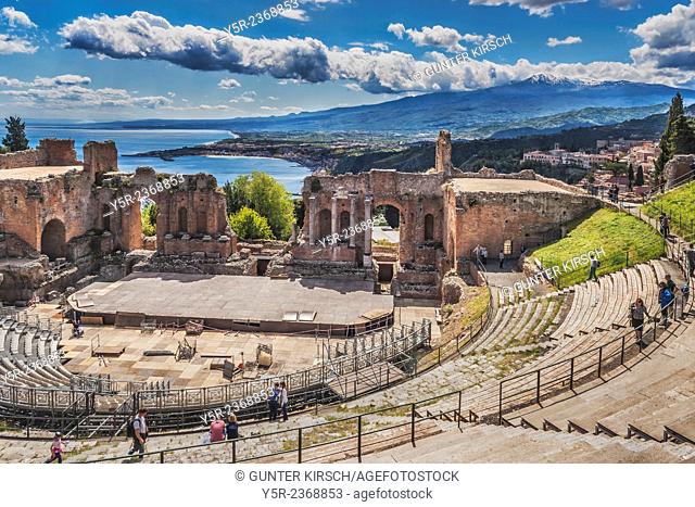 The ancient theater of Taormina was built in the 2nd century BC. It is also known as Teatro Greco (Greek theater), but it is Roman building
