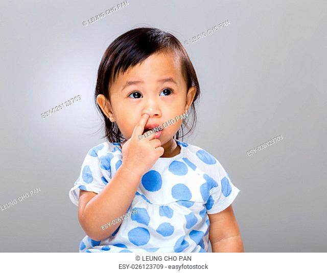 Baby girl pick nose