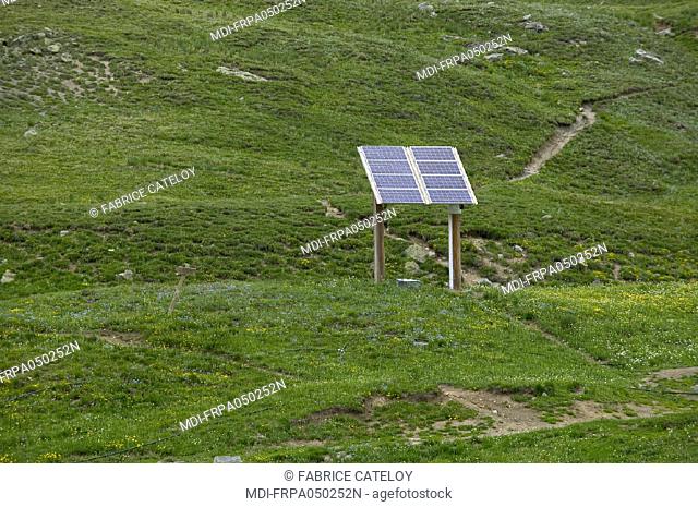 Solar pannels of the mountain refuge of La Blanche
