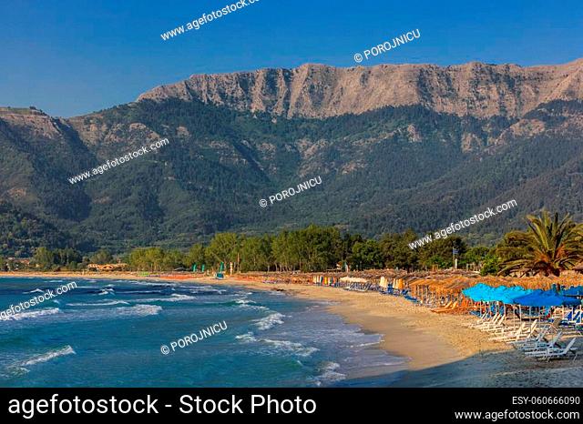Psili Ammos beach, Thassos island, Greece. It is known as Golden beach. It is situated between Skala Panagia and Skala Potamia