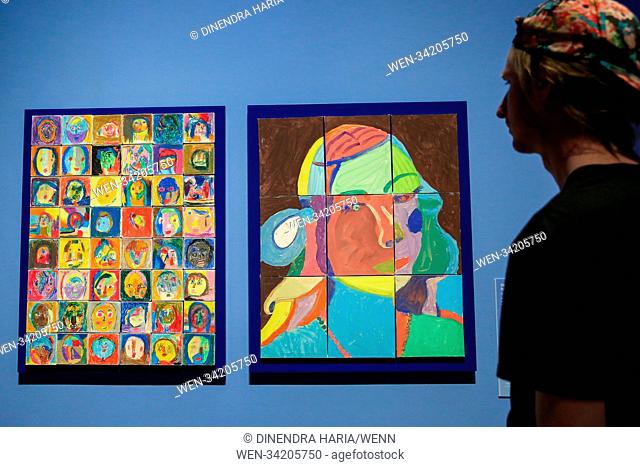 Visitors attend ""Take One Picture"" exhibition. ""Take One Picture"" at The National Gallery is an exhibition of artworks by primary schoolchildren inspired by...