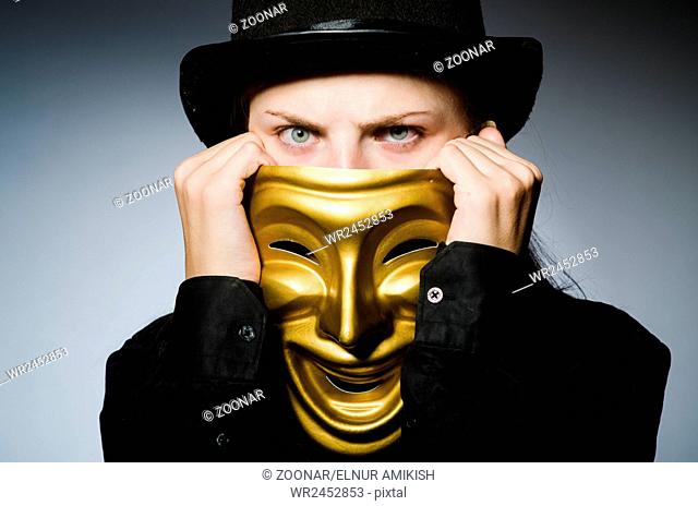 Woman with mask in funny concept