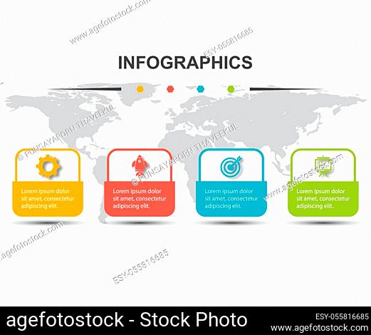 Infographic design template with 4 rounded rectangles, stock vector