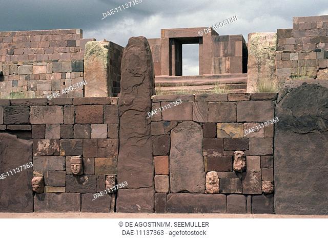 Semi-subterranean Temple and entrance gate to Kalasaya Temple, Tiahuanaco or Tiwanaku (UNESCO World Heritage List, 2000), Bolivia