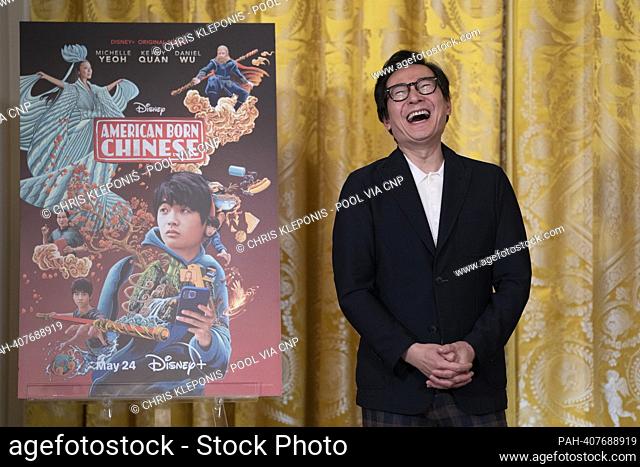 Actor Ke Huy Quan laughs during a screening of “American Born Chinese”, an action comedy television series in celebration of Asian American, Native Hawaiian