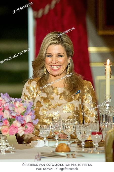 French president Francois Hollande host an state banquet to honor King Willem-Alexander and Queen Maxima of The Netherlands at the Elysee Palace in Paris