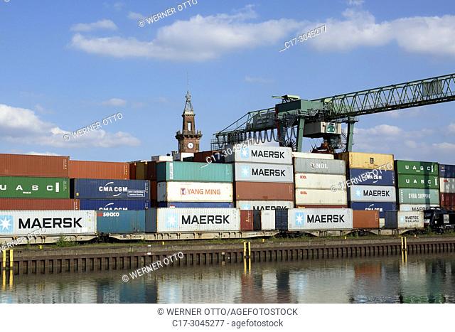 Dortmund, D-Dortmund, Ruhr area, Westphalia, North Rhine-Westphalia, NRW, Dortmund Port at the Dortmund-Ems Canal, inland harbour, container terminal