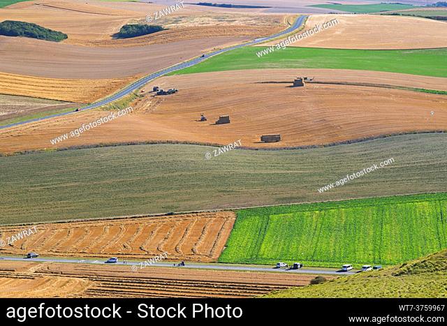 Fields near Escalles during the harvest