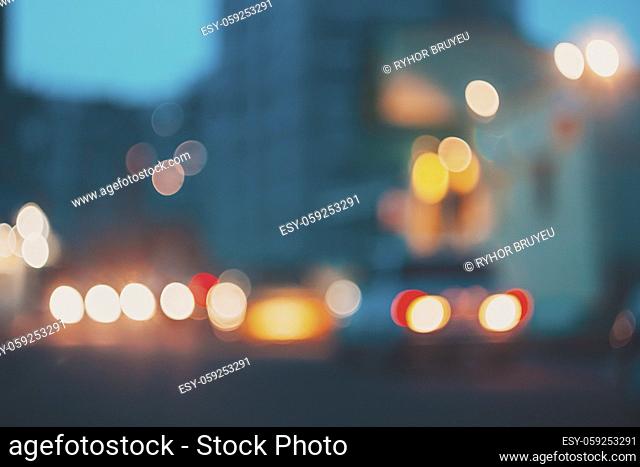 Night Street Lights Out Of Focus Bokeh Background Abstract Backdrop