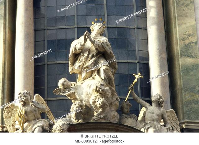 Germany, Upper Bavaria, Munich,  Asamkirche, portal, detail,  Saint figures Bavaria, Sendlinger street, church, parish church, Asa m church, 1733-50