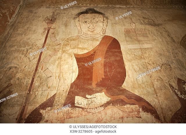 Fresco of the Buddha, Sulamani temple, Old Bagan village area, Mandalay region, Myanmar, Asia