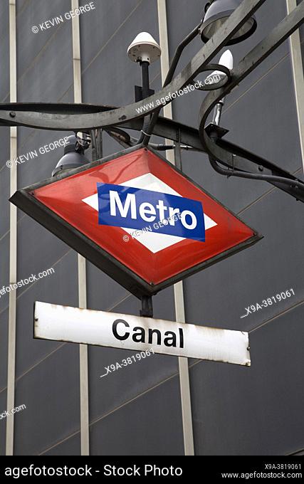 Canal Metro Underground Station Sign; Madrid; Spain