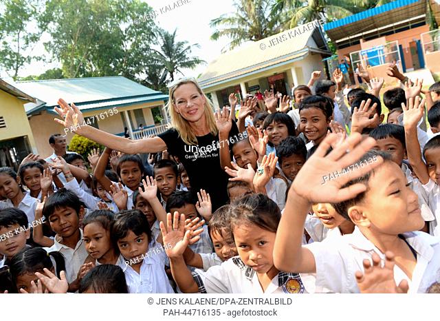 EXCLUSIVE - UNICEF Ambassador and presentor Nina Ruge visits Kdei Chas Primary School in Phnam Penh, Cambodia, 12 October 2013