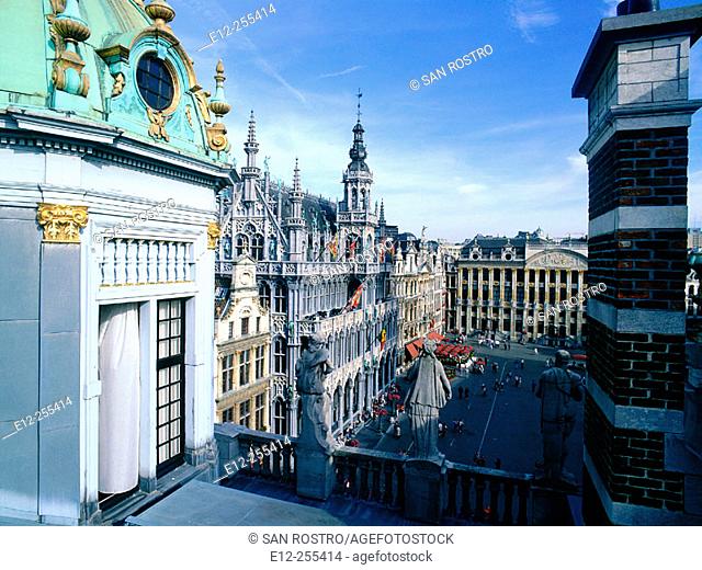 Belgium, Brussels. Grand Place from balcony