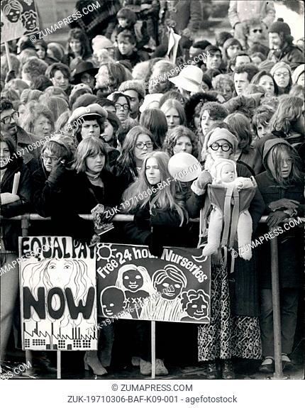 Mar. 06, 1971 - March 6th 1971 Women?¢‚Ç¨‚Ñ¢s Liberation Movement march from Hyde Park to Trafalgar Square ?¢‚Ç¨‚Äú Women?¢‚Ç¨‚Ñ¢s Liberation movement marched...