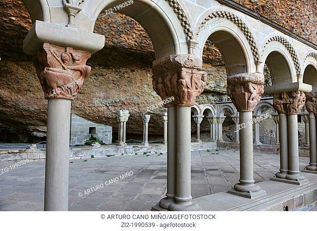 Romanesque cloister. Monastery of San Juan de la Peña. Huesca, Spain