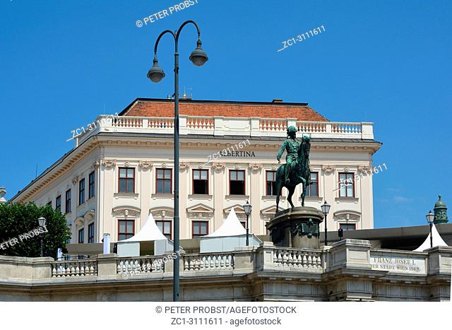 Albertina Museum for Graphic Art in Vienna with Equestrian statue of Archduke Albrecht - Austria