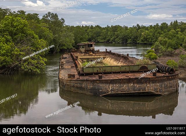 Abandoned boat at Kuching Wetland national Park, Semariang Aman, Santubong, Sarawak, East Malaysia, Borneo