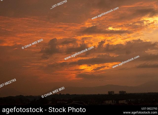 Sunset over Gunung Serapi, Matang, Sarawak, East Malaysia