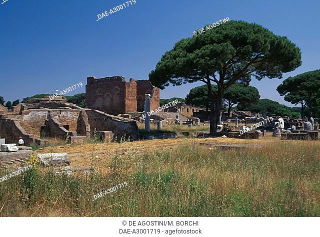 View of the Capitolium and the Forum, Archaeological Park of Ostia Antica, Lazio, Italy, Roman civilization, 2nd century