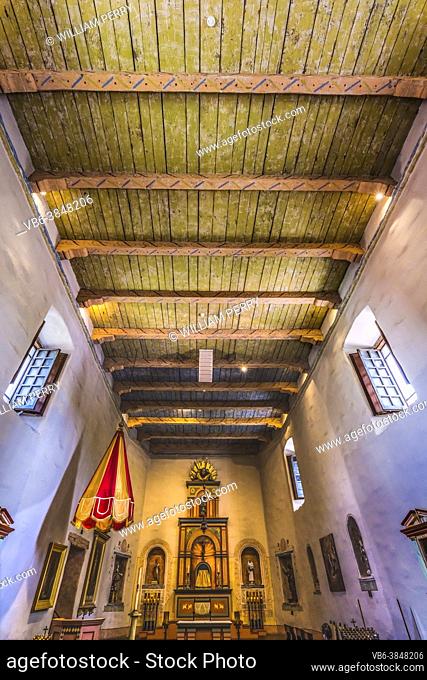 Basilica Altar Mission San Diego de Alcala California. Founded in 1769 by Junipero Serra, first mission in California