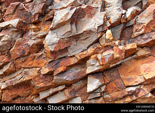 cracked rocks, shale stone rock texture closeup -