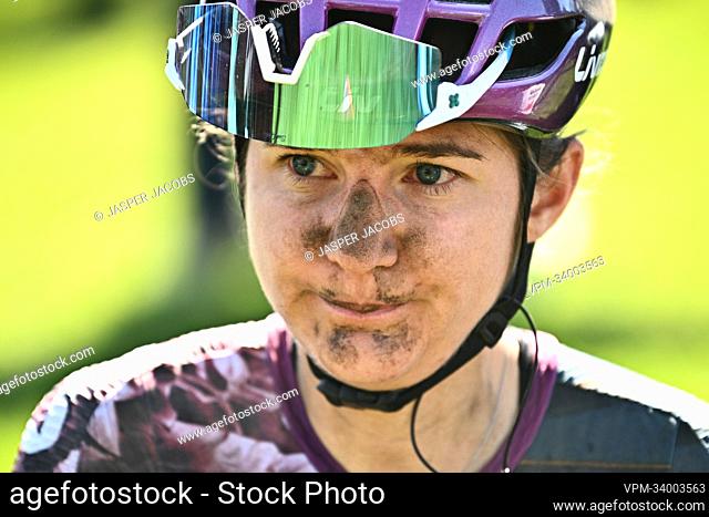 Belgian Valerie Demey pictured after the second edition of the women elite race of the 'Paris-Roubaix' cycling event, 124, 7km from Denain to Roubaix