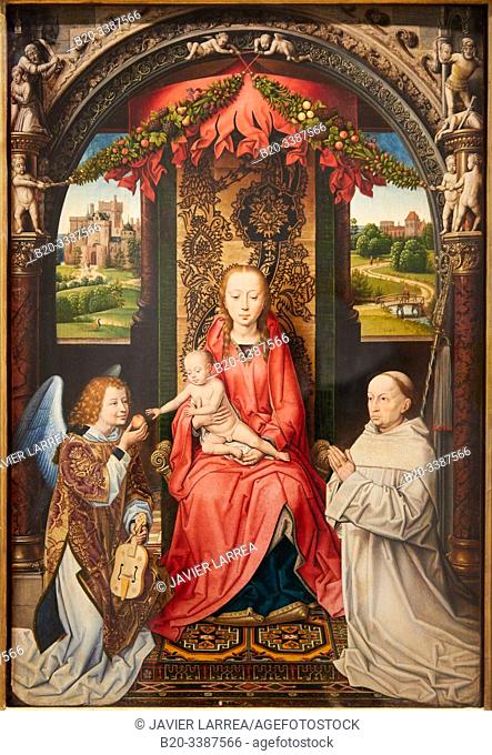 """Vierge á l'Enfant avec un ange et un donateur"", 1499-1509, Flandre, Ecole de (École flamande), d'après Hans Memling, Petit Palais Musée des Beaux Arts de la...