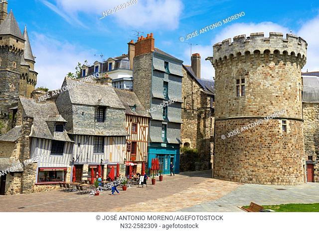 Vitre, Castle and typical Houses, Ille-et-Vilaine, Bretagne, Brittany, France