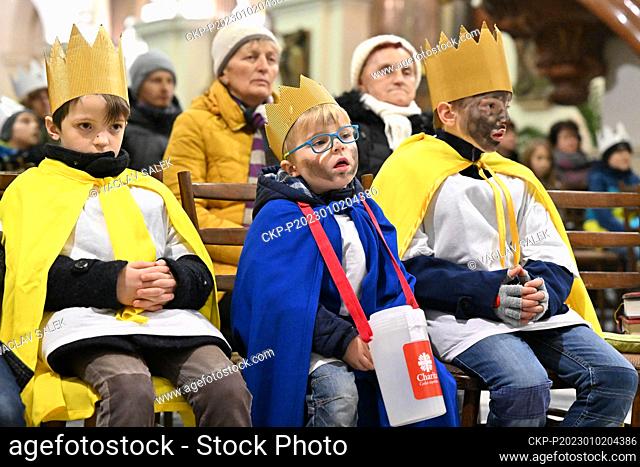 Charity-organized Three Kings' Money Collection in Brno, Czech Republic, January 2, 2023. Pictured carolers. (CTK Photo/Vaclav Salek)