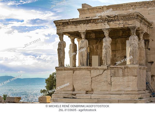 Caryatids Erechtheion on Parthenon Athens Greece