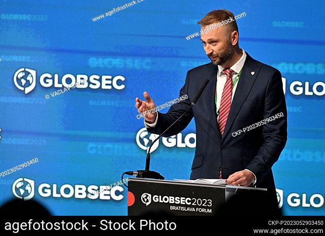 Globsec President Robert Vass speaks during the Globsec 2023 Bratislava Forum, the three-day international conference, on May 29, 2023