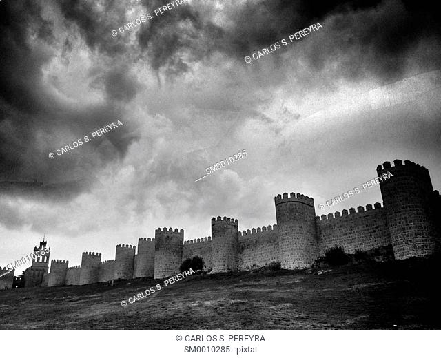 Scenic medieval city walls of Avila, Spain, UNESCO list