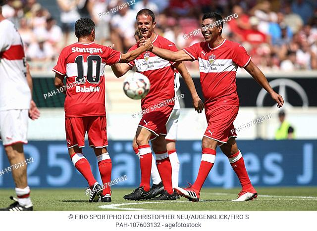firo: 05.08.2018 football, season 2018/2019, 1.Bundesliga: VfB Stuttgart - Atletico Madrid, friendly match, Krassimir Balakov, Fredi Bobic, Giovane Elber
