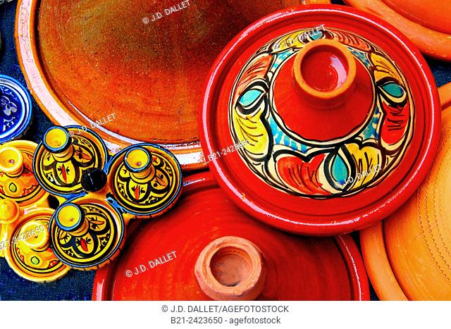 Ceramics: tajine plates, Morocco