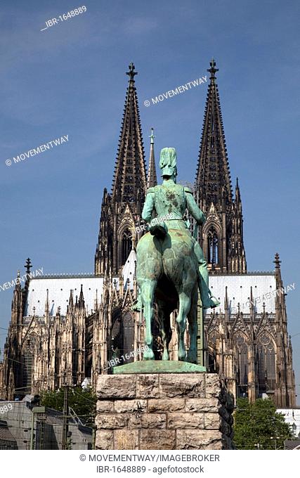 Monument to Kaiser Wilhelm, Cologne Cathedral, Cologne, North Rhine-Westphalia, Germany, Europe